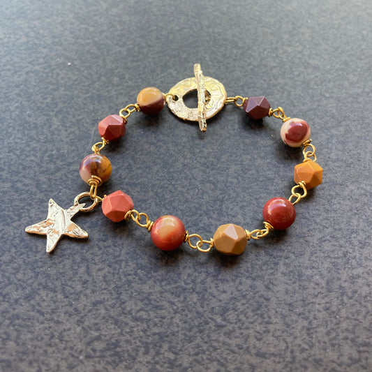 Mookaite & Bronze Star Bracelet