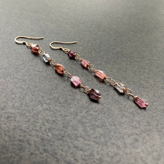 Multicolor Natural Spinel & 14k Rose Gold Earrings