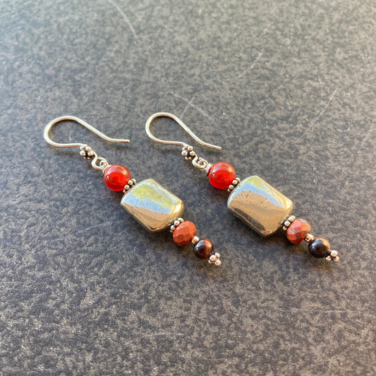 Pyrite & Carnelian Earrings