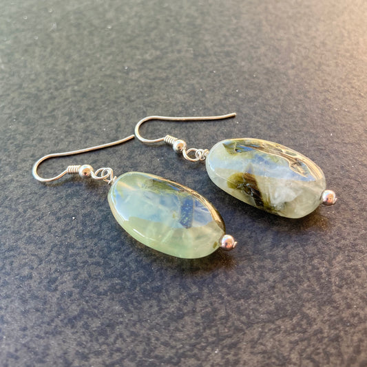 Moss Agate & Sterling Silver Earrings