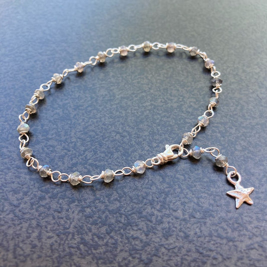 Labradorite & Sterling Silver Star Anklet