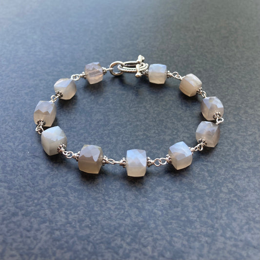 Gray Moonstone & Sterling Silver Bracelet