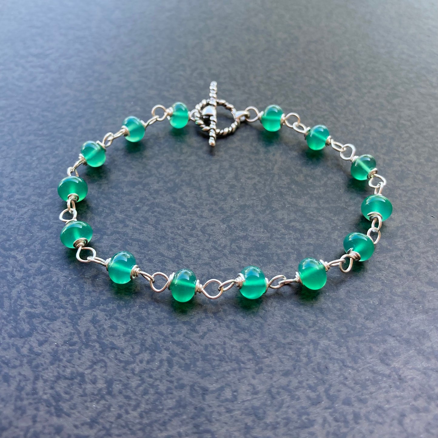 Green Onyx & Sterling Silver Bracelet