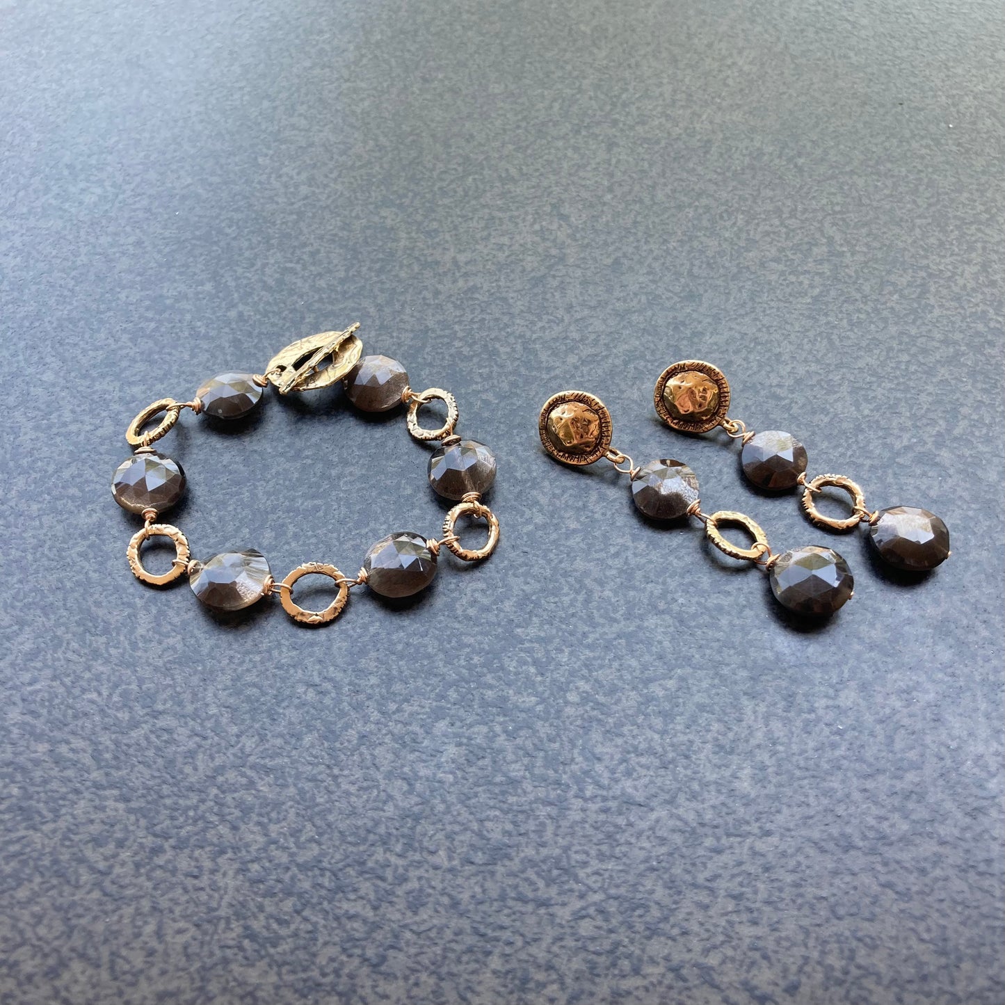 Black Moonstone & Bronze Bracelet
