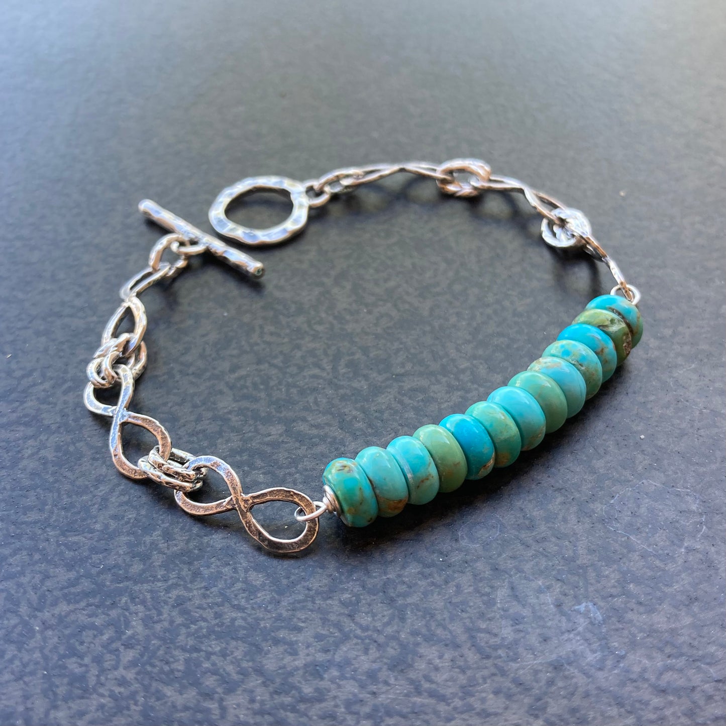 Kingman Turquoise & Sterling Silver Infinity Link Bracelet