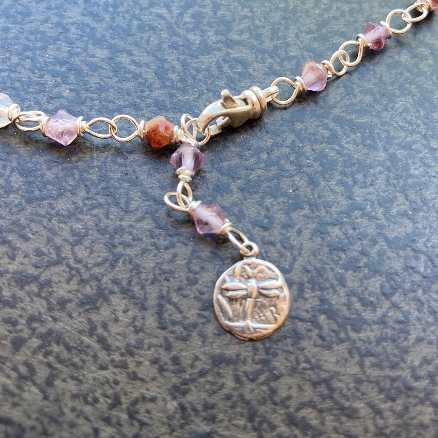 Cacoxenite & Sterling Silver Dragonfly Anklet