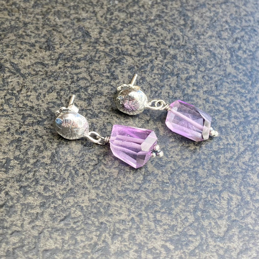 Pink Amethyst & Sterling Silver Studs