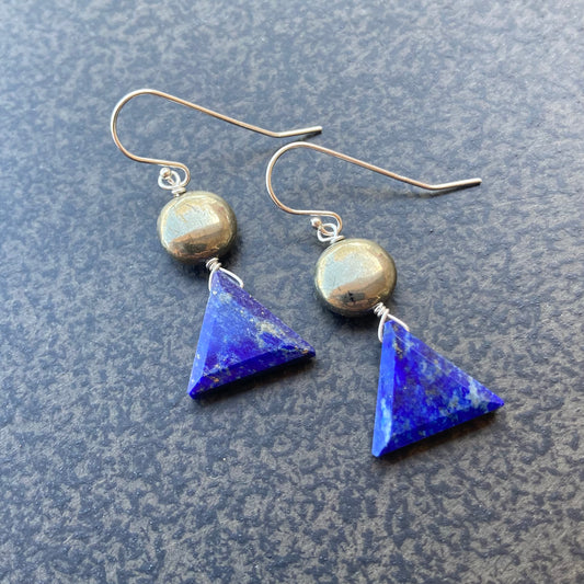 Lapis Lazuli, Pyrite & Sterling Silver Earrings