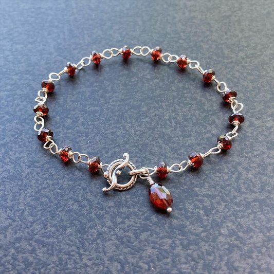 Mozambique Garnet & Sterling Silver Bracelet