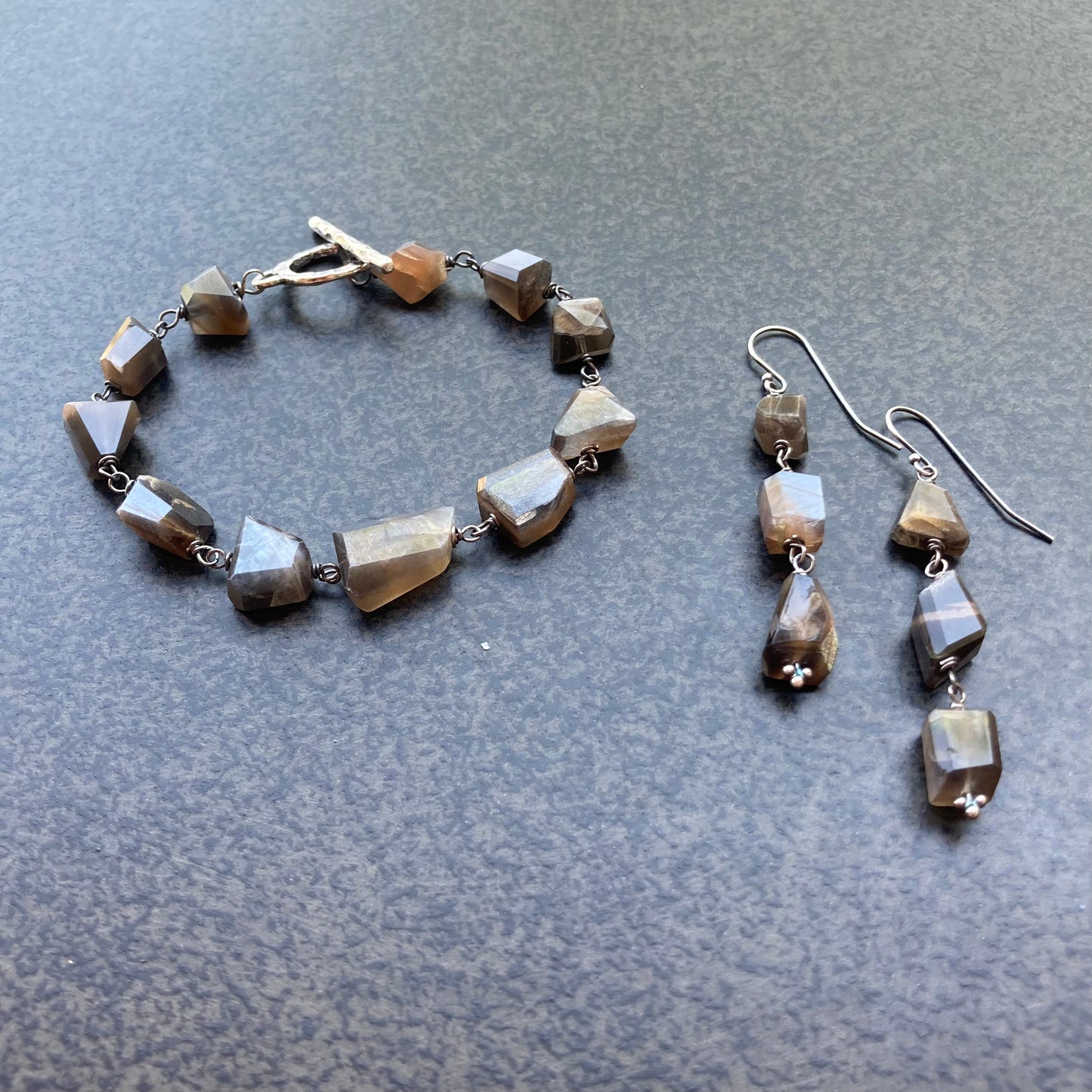 Black Moonstone & Sterling Silver Chandelier Earrings