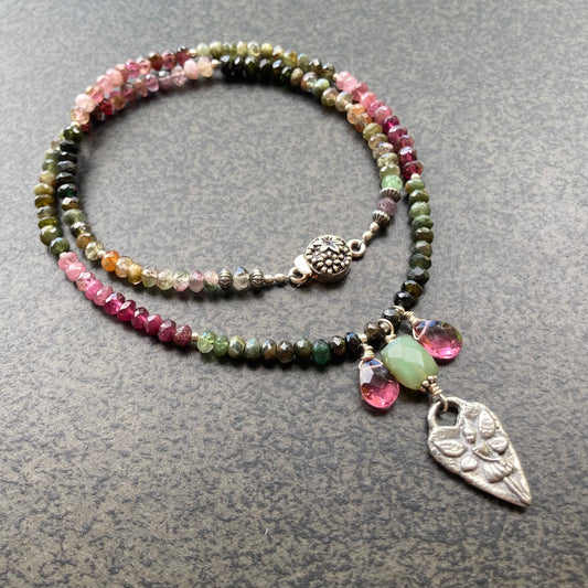 Watermelon Tourmaline Flower Fairy Necklace