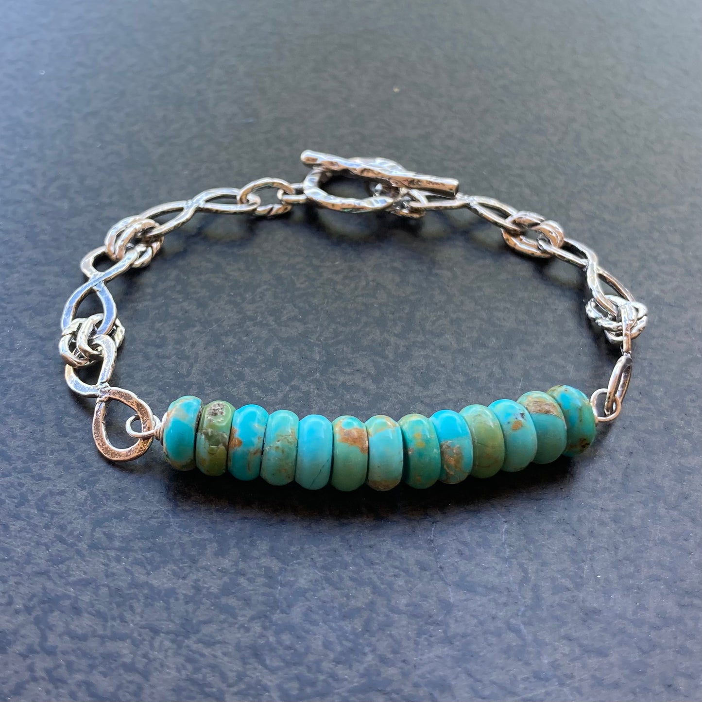 Kingman Turquoise & Sterling Silver Infinity Link Bracelet