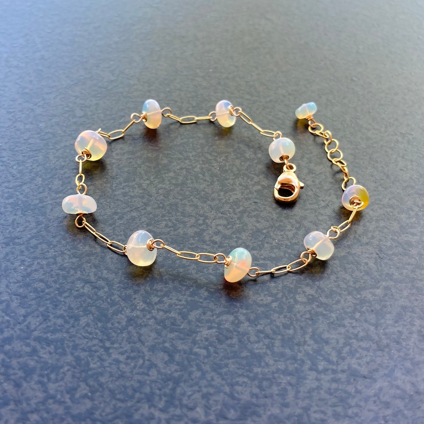 Ethiopian Opal & Gold Chain Bracelet