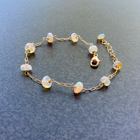 Ethiopian Opal & Gold Chain Bracelet