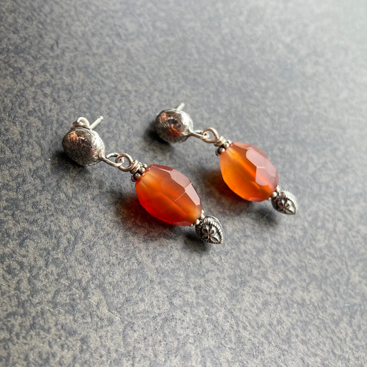 Carnelian & Sterling Silver Studs