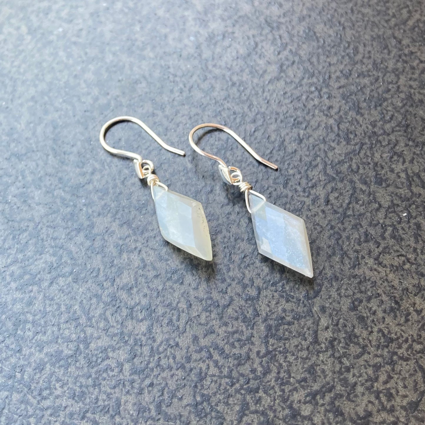 Gray Moonstone & Sterling Silver Earrings