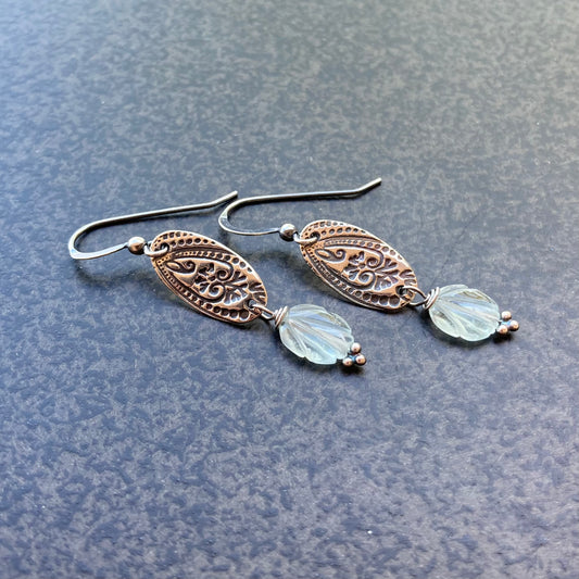 Aquamarine & Sterling Silver Botanical Earrings