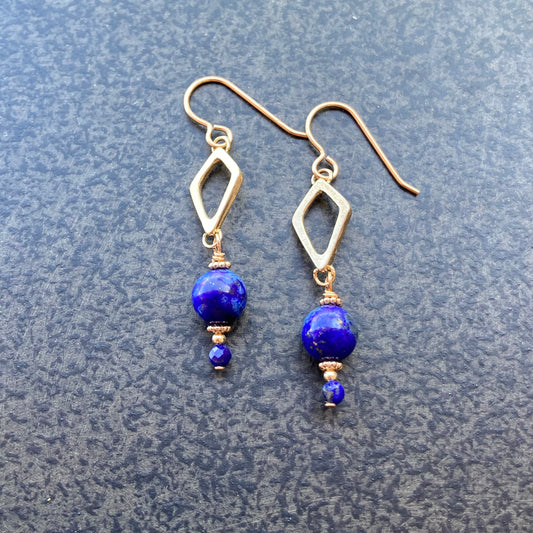 Lapis Lazuli & Bronze Earrings