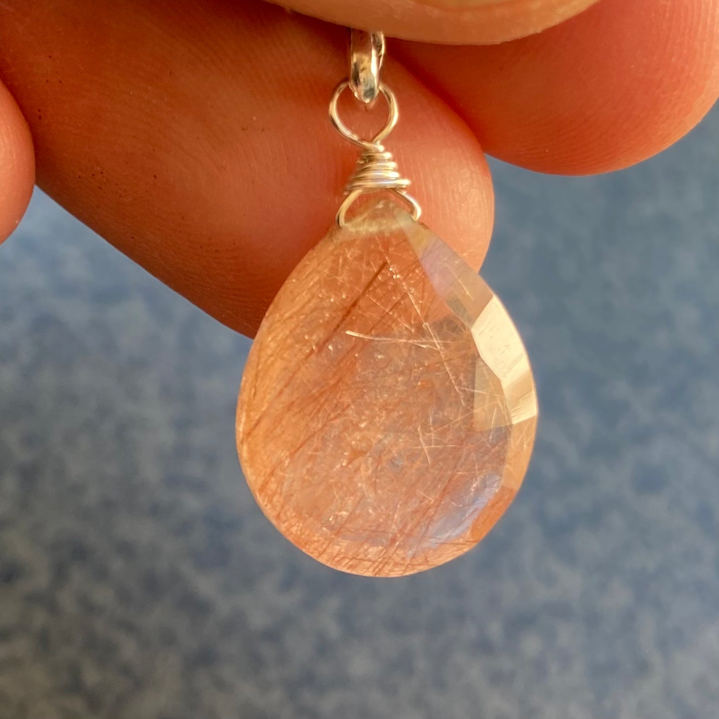 Copper Rutilated Quartz & Sterling Silver Leather Choker