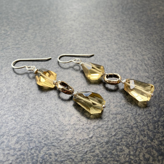 Champagne Quartz & Mixed Metal Earrings