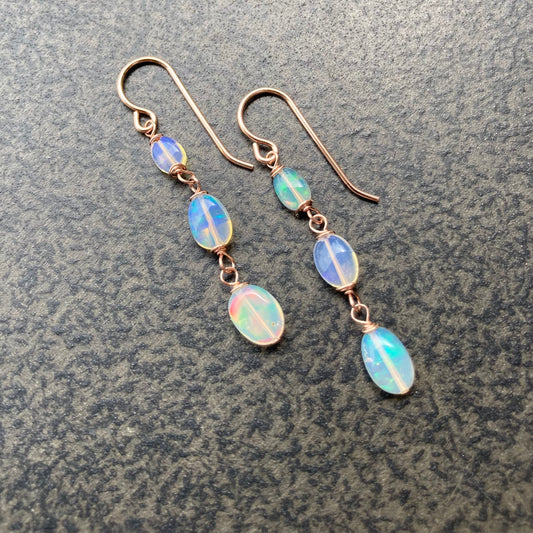 Ethiopian Opal & 14k Rose Gold Earrings