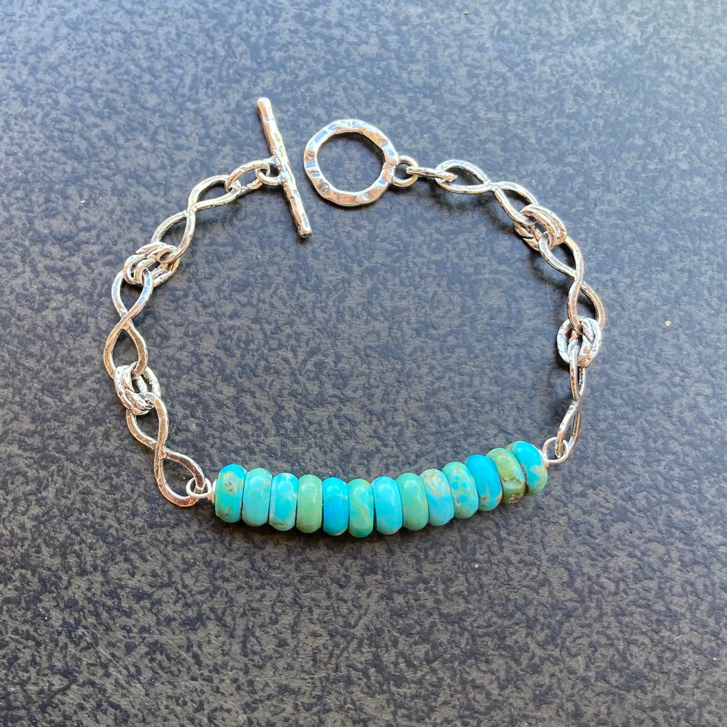 Kingman Turquoise & Sterling Silver Infinity Link Bracelet