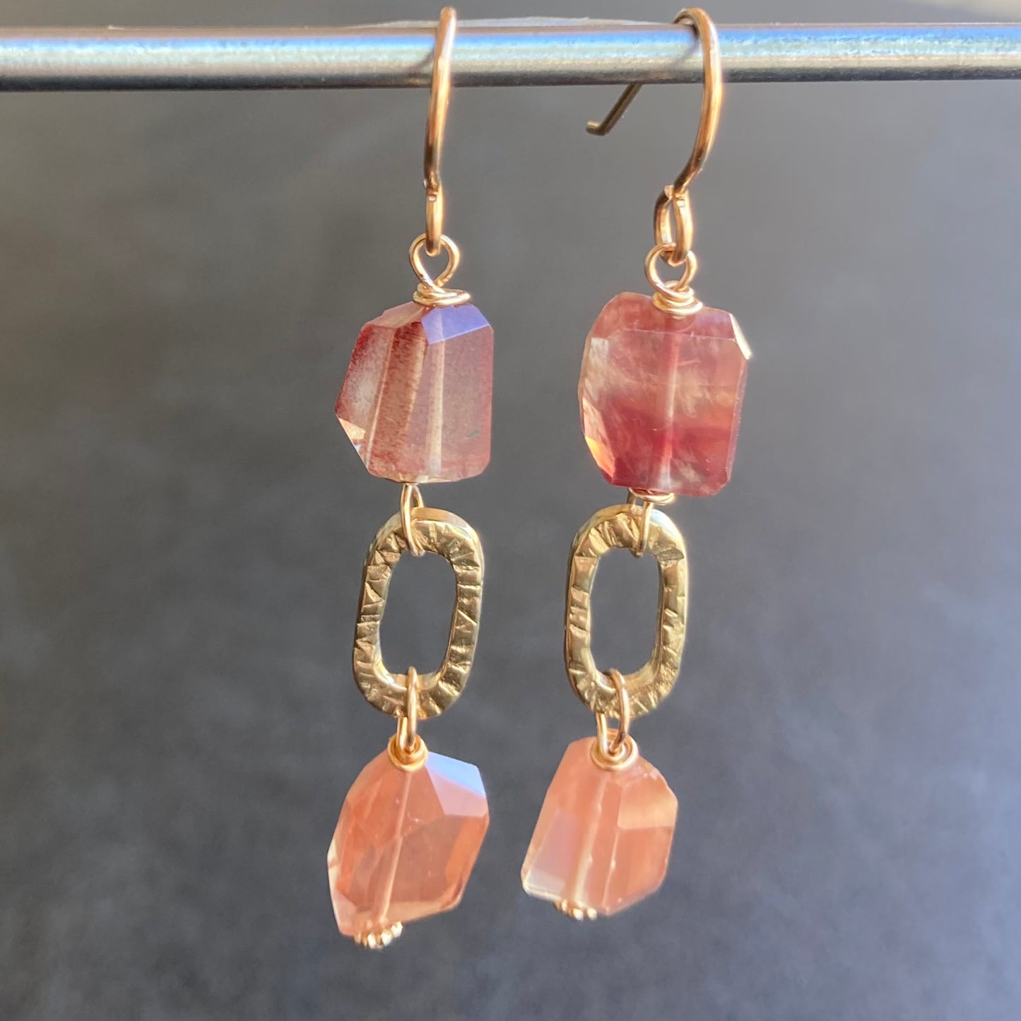 Andesine Labradorite & Bronze Earrings