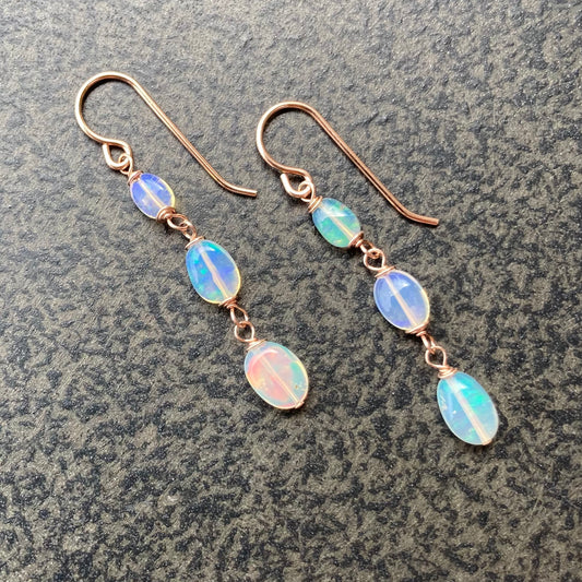 Ethiopian Opal & 14k Rose Gold Earrings