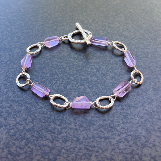 Pink Amethyst & Sterling Silver Bracelet