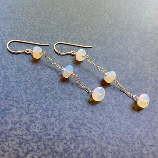 Ethiopian Opal & Gold Chain Earrings