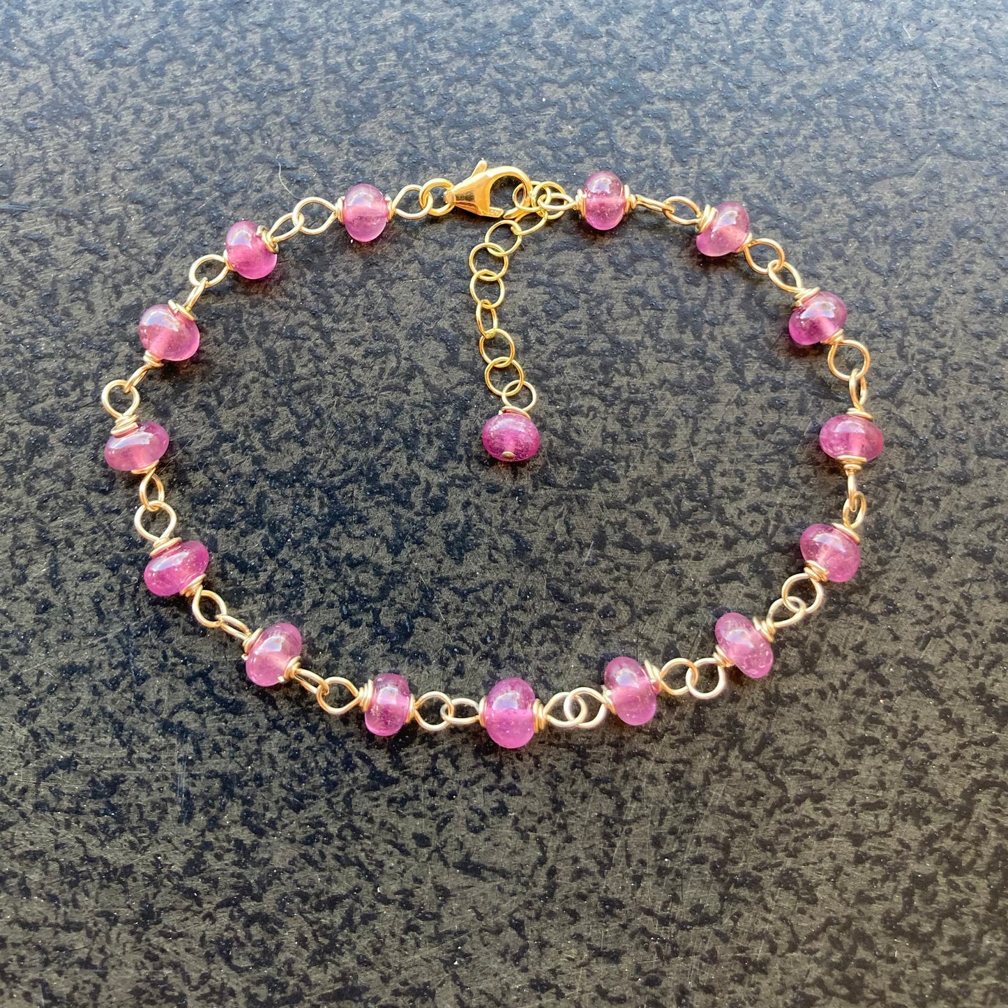 Pink Sapphire & 14k Gold Bracelet