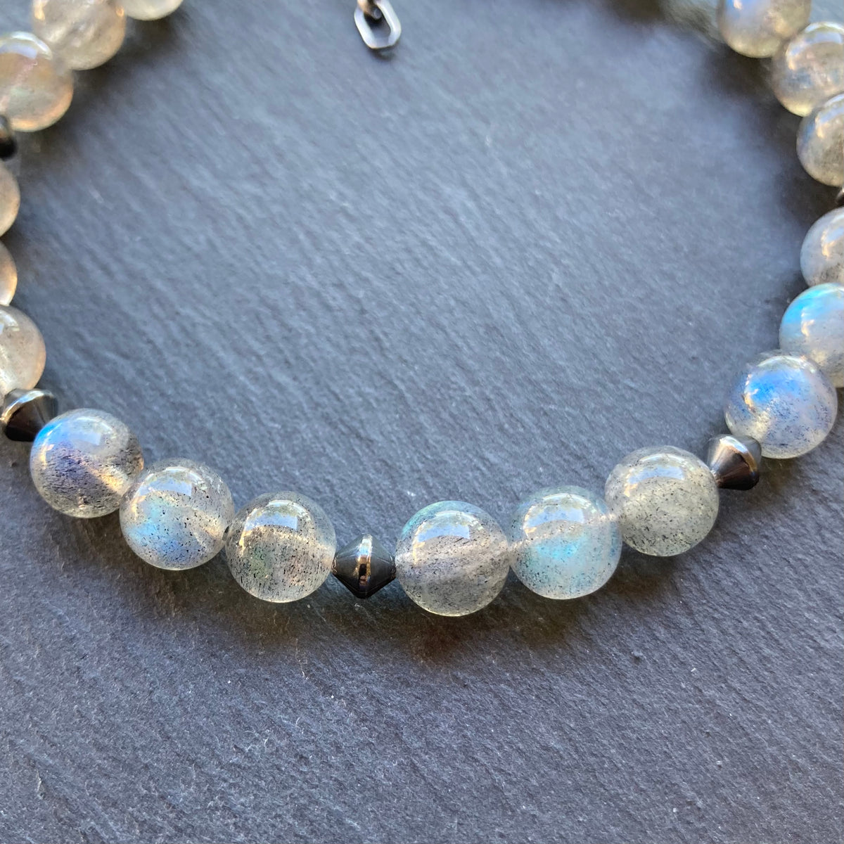 Men’s/Unisex Labradorite & Sterling Silver Bracelet