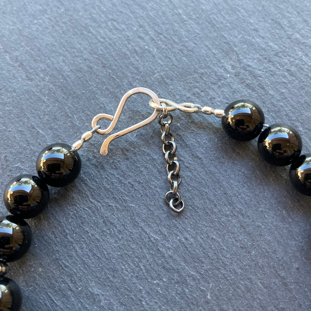 Men’s/Unisex Black Onyx & Sterling Silver Bracelet