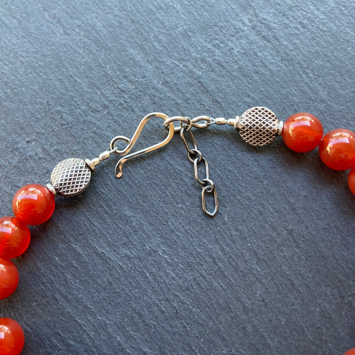 Men’s/Unisex Carnelian & Sterling Silver Bracelet
