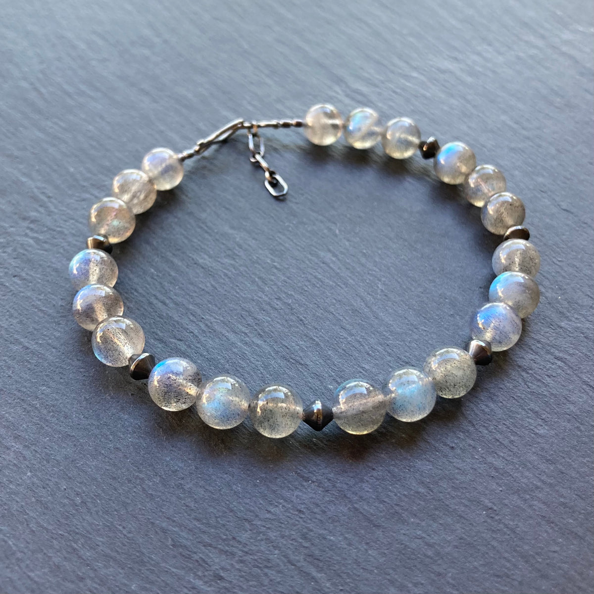 Men’s/Unisex Labradorite & Sterling Silver Bracelet