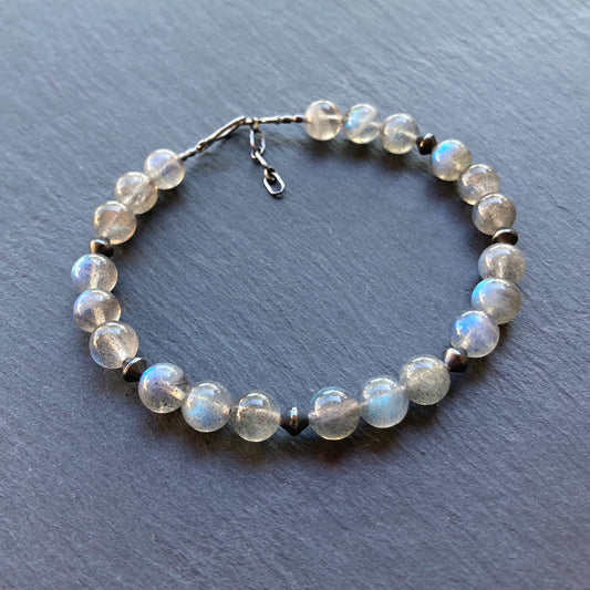 Men’s/Unisex Labradorite & Sterling Silver Bracelet