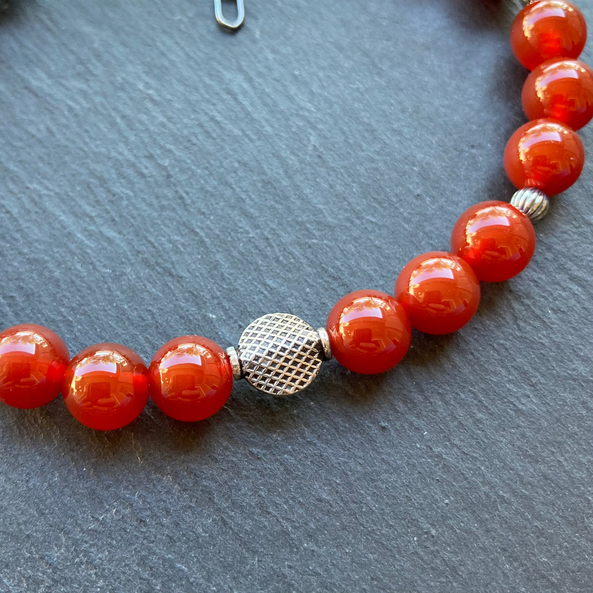 Men’s/Unisex Carnelian & Sterling Silver Bracelet