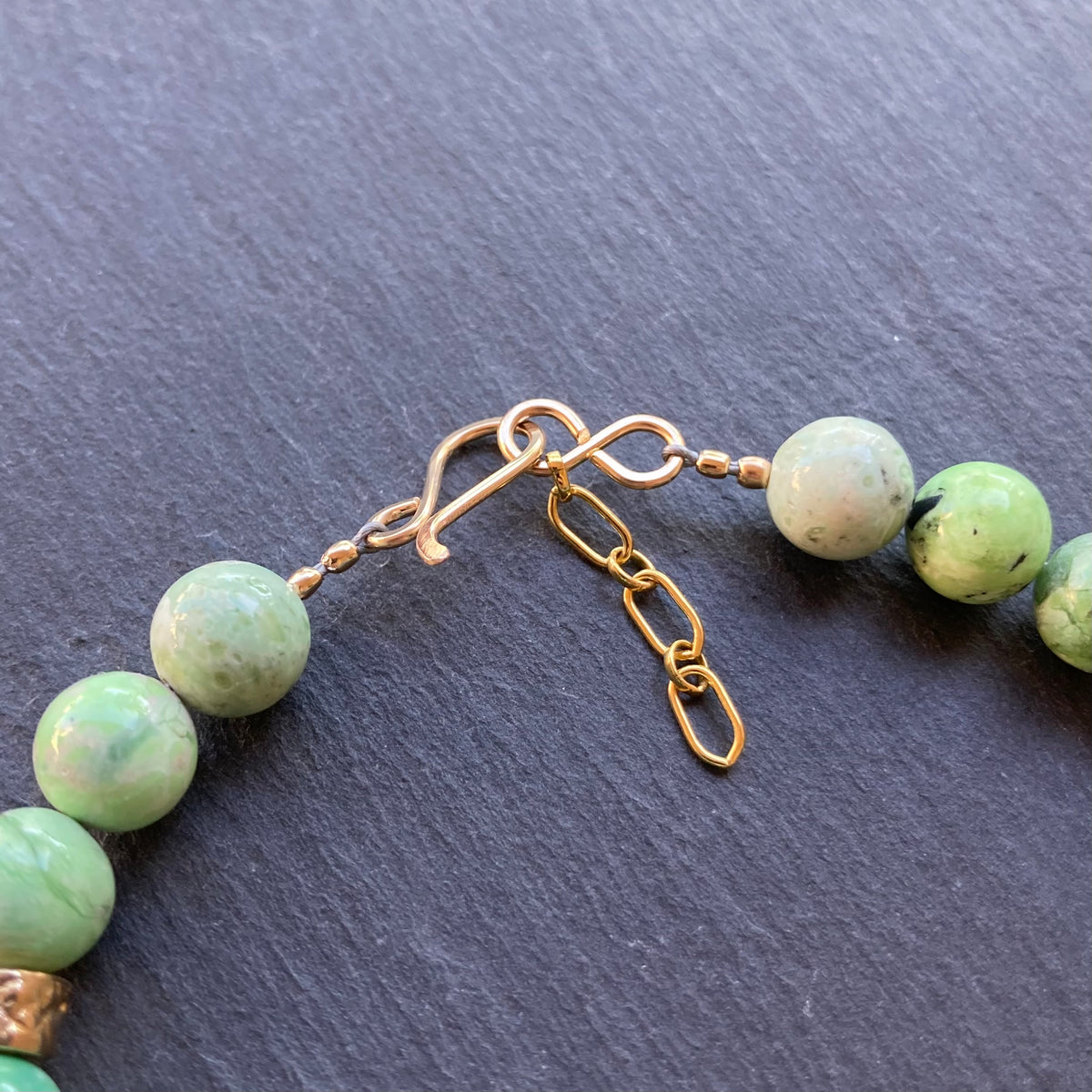 Men’s/Unisex Variscite, Bronze & Gold Bracelet