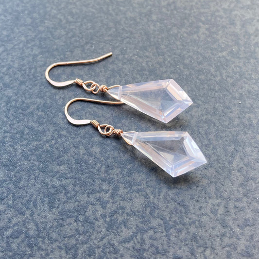 Rose Quartz & Rose Gold Kite Earrings