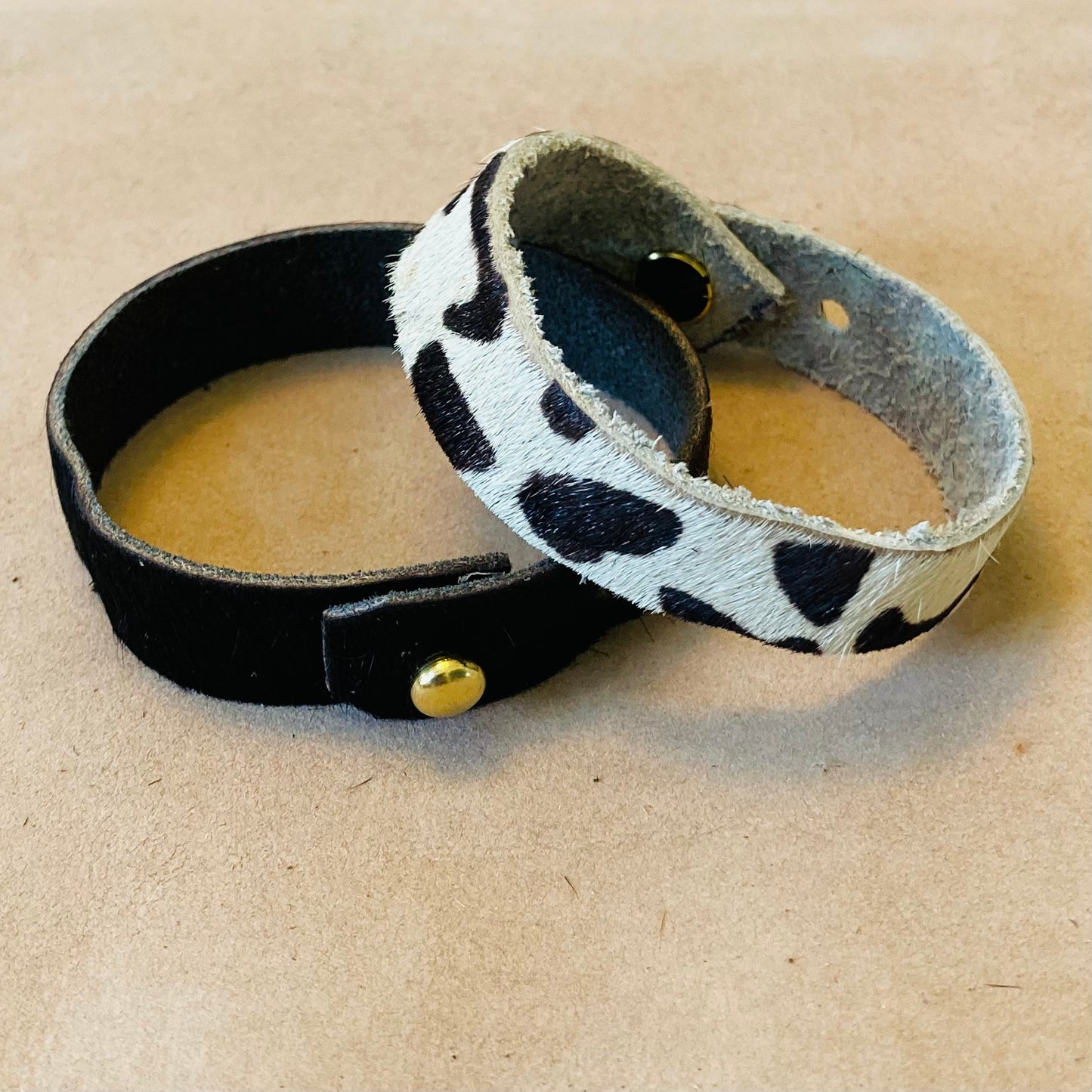 Black Hair on Hide Leather Cuff 16mm