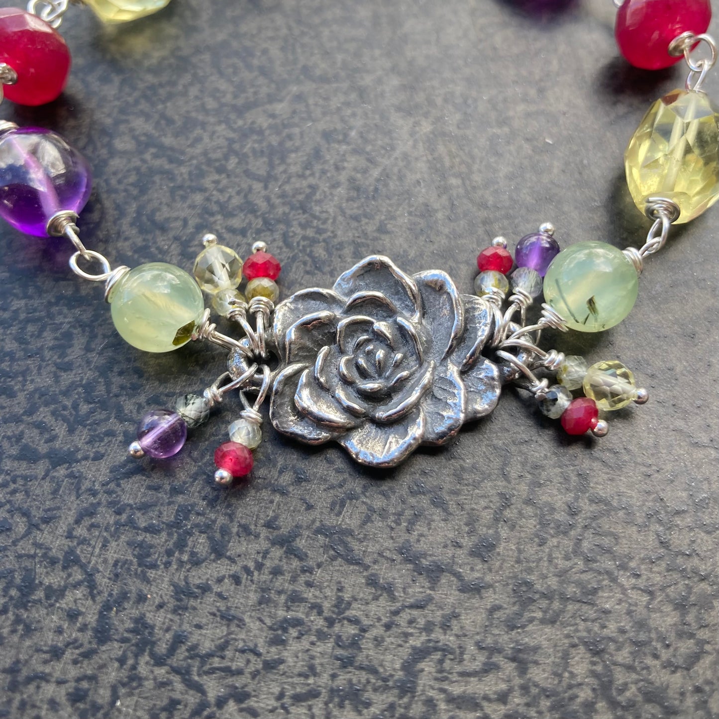 Multi Gemstone Rose Garden Bracelet