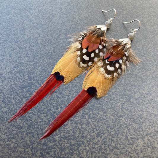 Feather, Labradorite & Sterling Silver Earrings