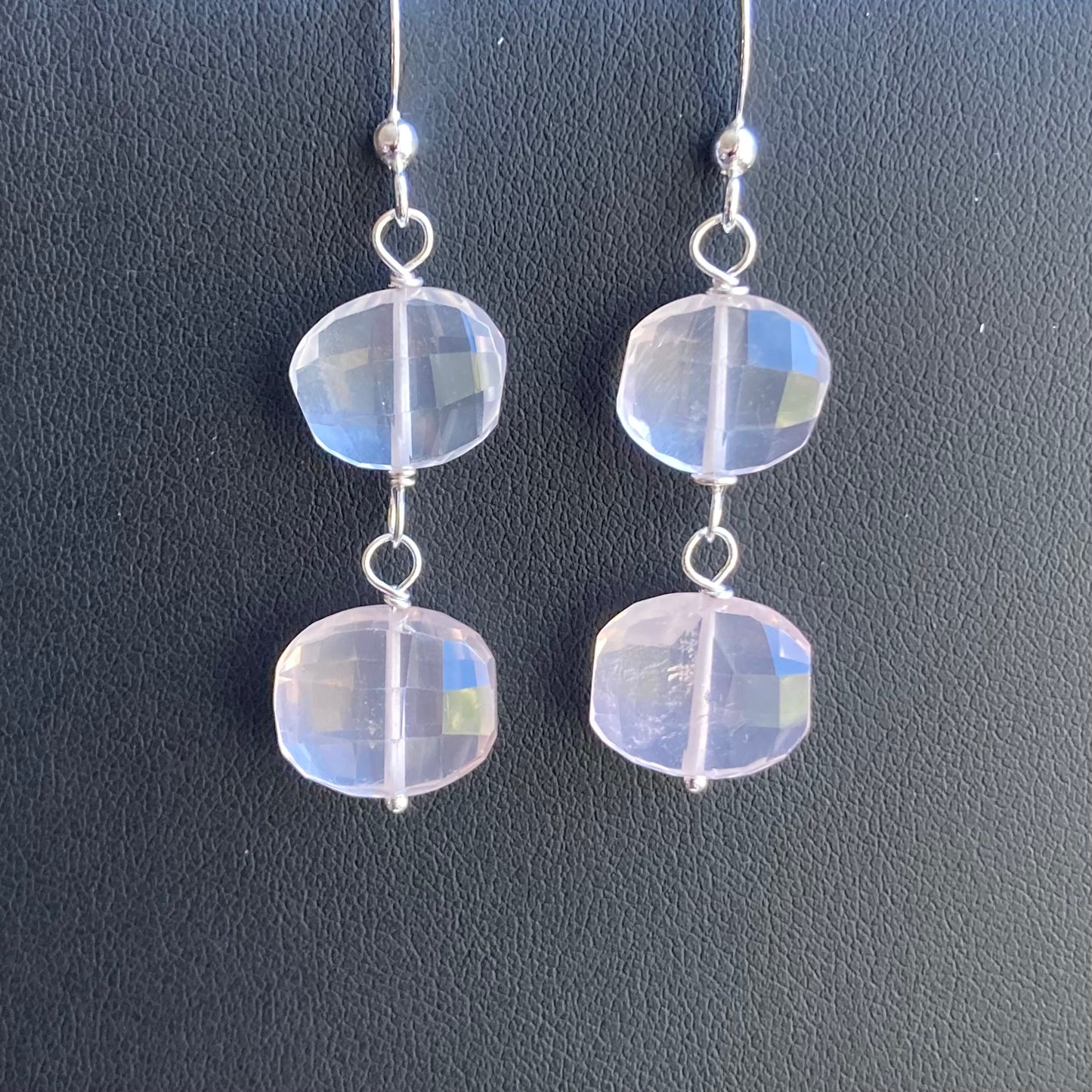 Rose Quartz & Sterling Silver Earrings