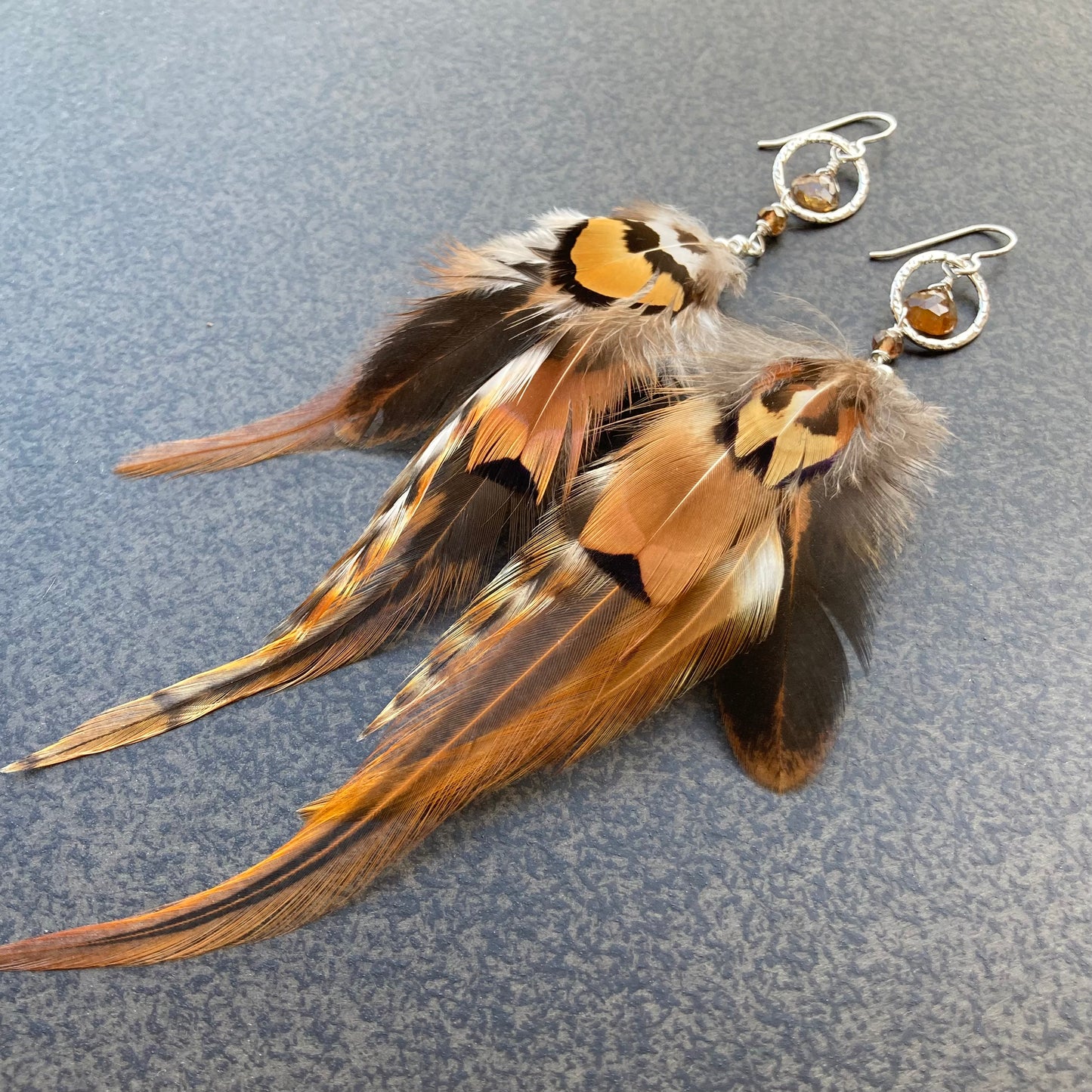 Feather, Andalusite & Sterling Silver Earrings