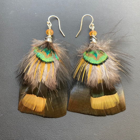 Feather, Citrine & Sterling Silver Earrings