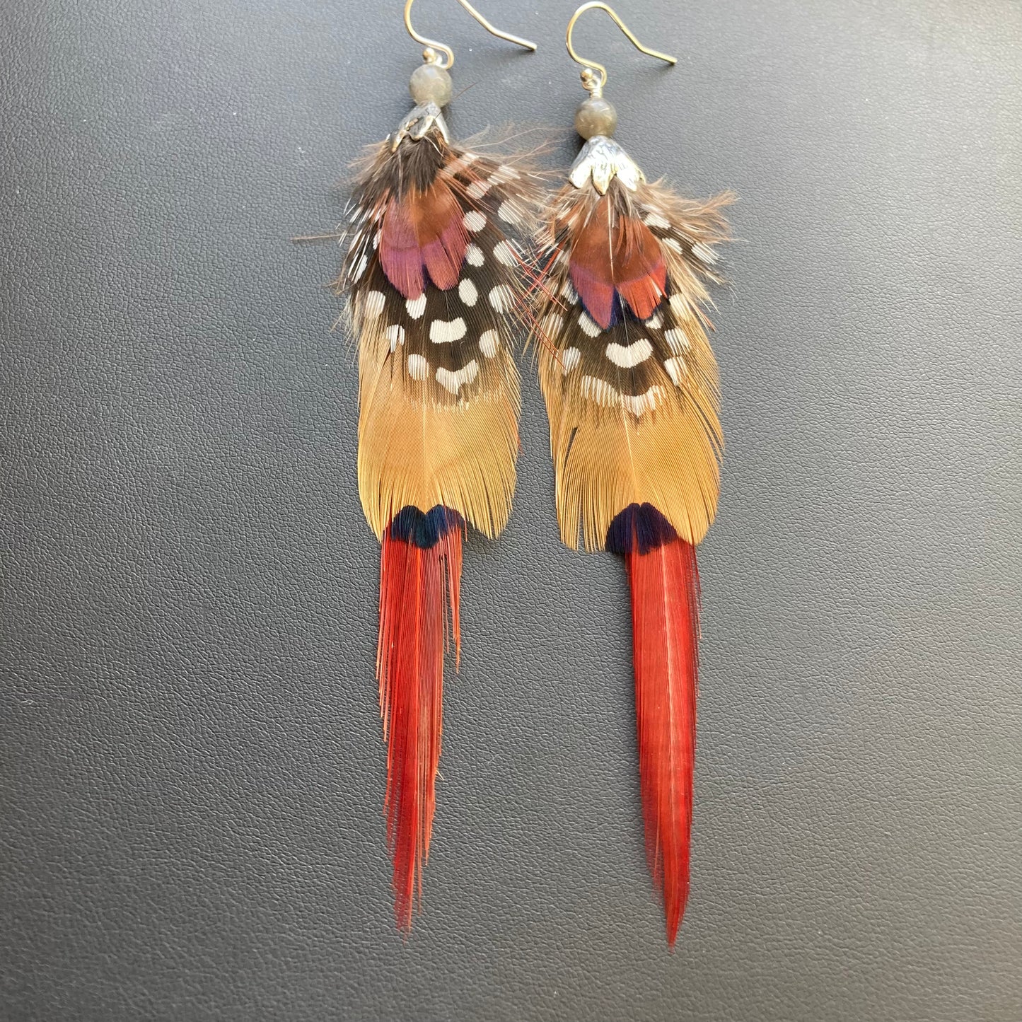 Feather, Labradorite & Sterling Silver Earrings