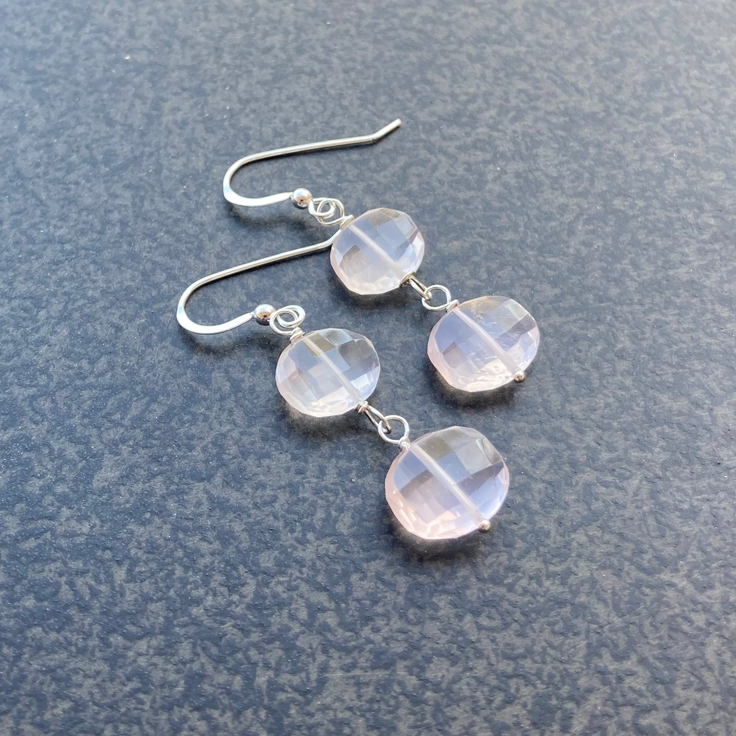 Rose Quartz & Sterling Silver Earrings