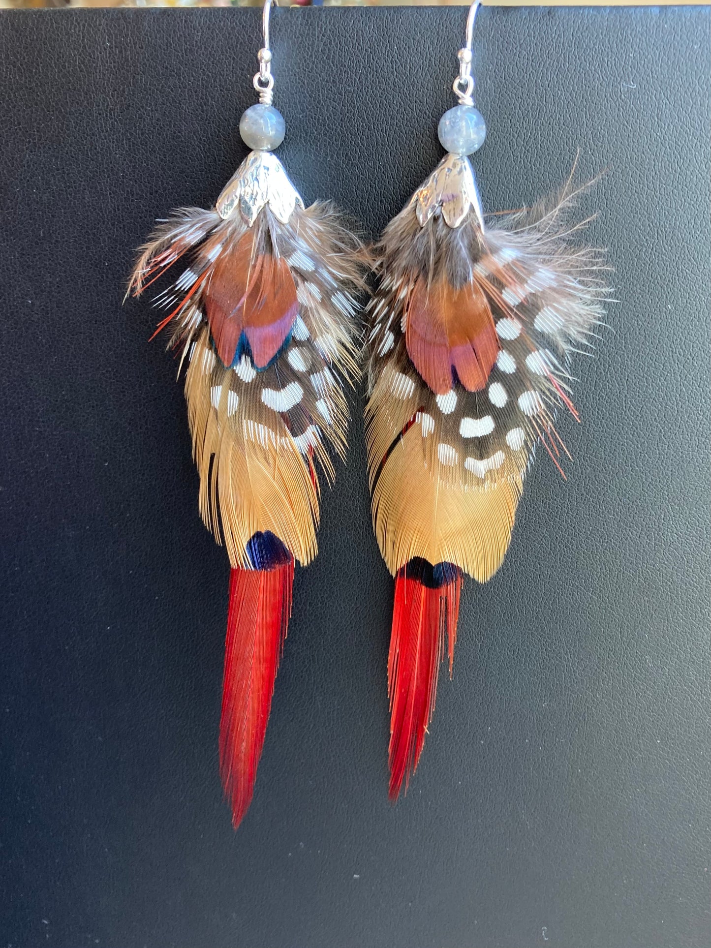 Feather, Labradorite & Sterling Silver Earrings